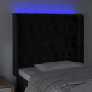 sengegavl med LED-lys 93x16x118/128 cm fløjl sort