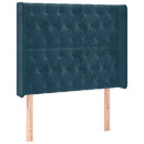 sengegavl med LED-lys 93x16x118/128 cm fløjl mørkeblå