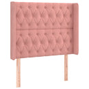 sengegavl med LED-lys 93x16x118/128 cm fløjl lyserød