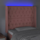 sengegavl med LED-lys 93x16x118/128 cm fløjl lyserød