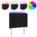 sengegavl med LED-lys 103x16x118/128 cm fløjl sort