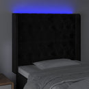 sengegavl med LED-lys 103x16x118/128 cm fløjl sort