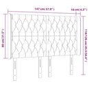 sengegavl med LED-lys 147x16x118/128 cm fløjl lysegrå