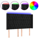 sengegavl med LED-lys 147x16x118/128 cm fløjl sort