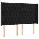 sengegavl med LED-lys 147x16x118/128 cm fløjl sort