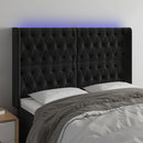 sengegavl med LED-lys 147x16x118/128 cm fløjl sort