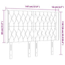 sengegavl med LED-lys 147x16x118/128 cm fløjl mørkeblå