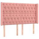 sengegavl med LED-lys 147x16x118/128 cm fløjl lyserød