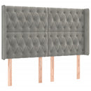 sengegavl med LED-lys 163x16x118/128 cm fløjl lysegrå