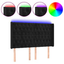 sengegavl med LED-lys 163x16x118/128 cm fløjl sort