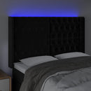 sengegavl med LED-lys 163x16x118/128 cm fløjl sort