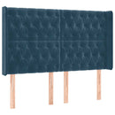 sengegavl med LED-lys 163x16x118/128 cm fløjl mørkeblå