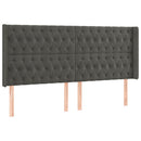 sengegavl med LED-lys 183x16x118/128 cm fløjl mørkegrå