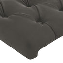 sengegavl med LED-lys 183x16x118/128 cm fløjl mørkegrå
