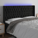 sengegavl med LED-lys 183x16x118/128 cm fløjl sort