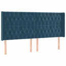 sengegavl med LED-lys 183x16x118/128 cm fløjl mørkeblå