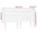sengegavl med LED-lys 183x16x118/128 cm fløjl mørkeblå