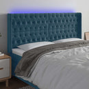 sengegavl med LED-lys 183x16x118/128 cm fløjl mørkeblå