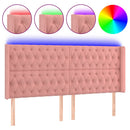 sengegavl med LED-lys 183x16x118/128 cm fløjl lyserød