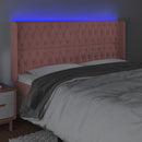 sengegavl med LED-lys 183x16x118/128 cm fløjl lyserød
