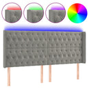 sengegavl med LED-lys 203x16x118/128 cm fløjl lysegrå