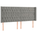 sengegavl med LED-lys 203x16x118/128 cm fløjl lysegrå