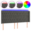 sengegavl med LED-lys 203x16x118/128 cm fløjl mørkegrå