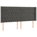 sengegavl med LED-lys 203x16x118/128 cm fløjl mørkegrå