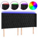 sengegavl med LED-lys 203x16x118/128 cm fløjl sort