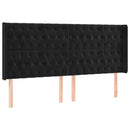 sengegavl med LED-lys 203x16x118/128 cm fløjl sort