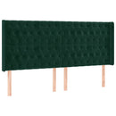 sengegavl med LED-lys 203x16x118/128 cm fløjl mørkegrøn