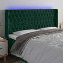 sengegavl med LED-lys 203x16x118/128 cm fløjl mørkegrøn