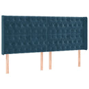 sengegavl med LED-lys 203x16x118/128 cm fløjl mørkeblå