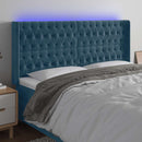 sengegavl med LED-lys 203x16x118/128 cm fløjl mørkeblå