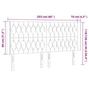 sengegavl med LED-lys 203x16x118/128 cm fløjl lyserød