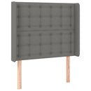 sengegavl med LED-lys 83x16x118/128 cm stof mørkegrå