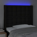 sengegavl med LED-lys 83x16x118/128 cm stof sort