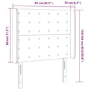 sengegavl med LED-lys 83x16x118/128 cm stof blå