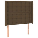 sengegavl med LED-lys 93x16x118/128 cm stof mørkebrun