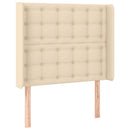 sengegavl med LED-lys 93x16x118/128 cm stof cremefarvet