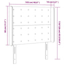 sengegavl med LED-lys 103x16x118/128 cm stof lysegrå