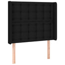 sengegavl med LED-lys 103x16x118/128 cm stof sort