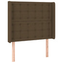 sengegavl med LED-lys 103x16x118/128 cm stof mørkebrun