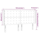 sengegavl med LED-lys 163x16x118/128 cm stof lysegrå
