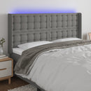 sengegavl med LED-lys 163x16x118/128 cm stof mørkegrå