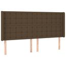 sengegavl med LED-lys 163x16x118/128 cm stof mørkebrun
