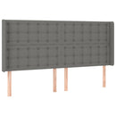sengegavl med LED-lys 183x16x118/128 cm stof mørkegrå