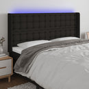sengegavl med LED-lys 203x16x118/128 cm stof sort