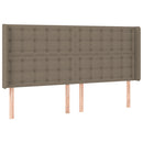 sengegavl med LED-lys 203x16x118/128 cm stof gråbrun