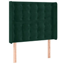 sengegavl med LED-lys 83x16x118/128 cm fløjl mørkegrøn